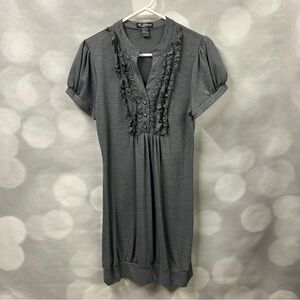 Delirious ruffle front‎ with buttons grey dress in size large